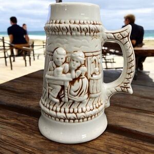 Vintage Ceramic Stein Made in Brazil #1366 White & Brown
Beer Stein